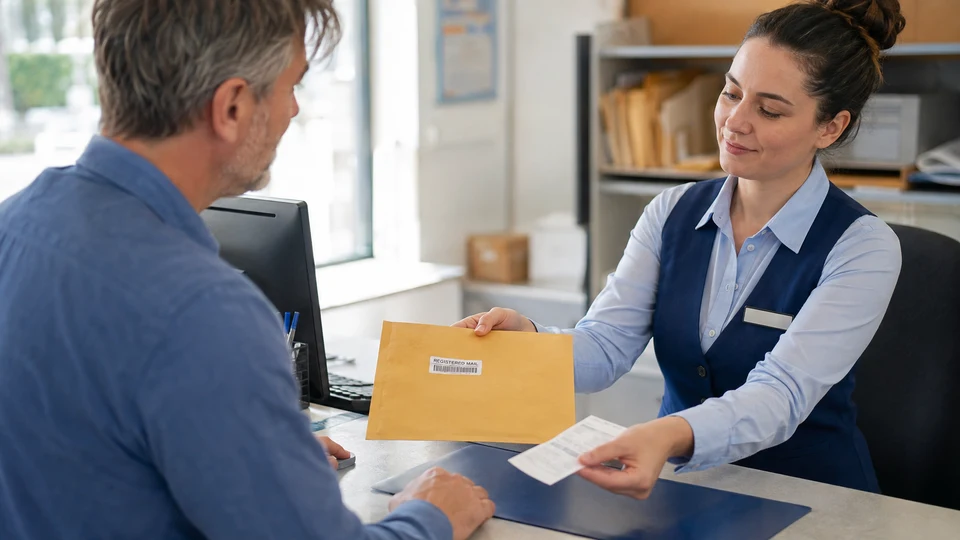 Registered mail: a method of sending a letter or package in which the person sending it can claim money if it arrives late or is lost or damaged